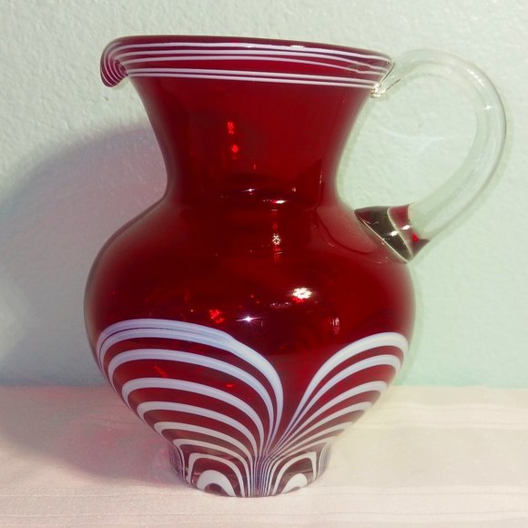 Vintage Durand Ruby Red Art Glass Pitcher ca 1924 - 1934